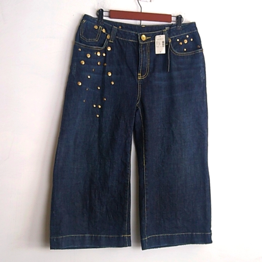 Seven7 Womens Premium Gold Label Jeans Lane Bryant wide leg embellished size 16